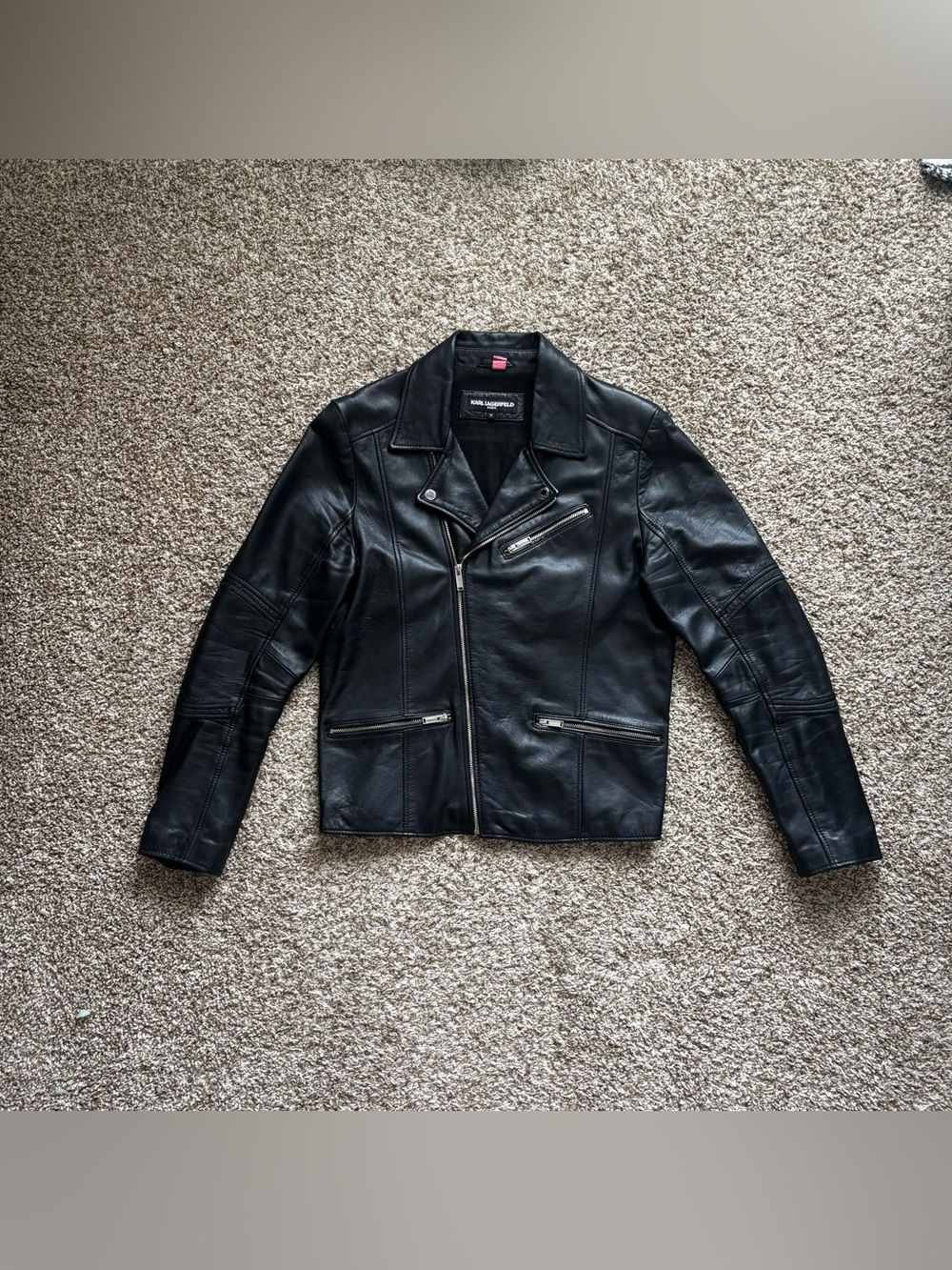 Black Biker Leather Zip Jacket